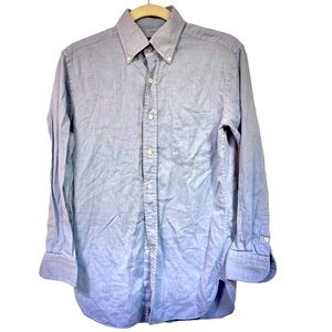 Davide Cenci Luxury Blue Cotton Button Down‎ Shirt 39 15 1/2